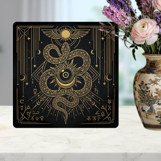 Azulejo De Cerâmica Arte de Astrologia Celestial Sol Serpente Ouro Mís