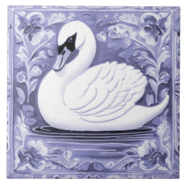 Azulejo De Cerâmica Arte de aves de capoeira europeias do Cisne Branco