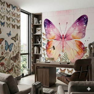 Azulejo De Cerâmica Arte de Borboleta em Aquarela