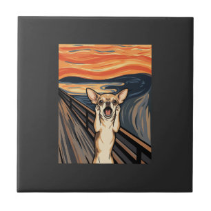 Azulejo De Cerâmica Arte de Cachorro Expressionista Grito de Chihuahua