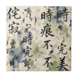 Azulejo De Cerâmica Arte de Caligrafia Japonesa Vintage (9)