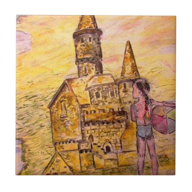 Azulejo De Cerâmica arte de castelo de areia gigante (Frente)