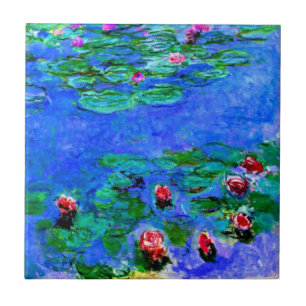 Azulejo De Cerâmica Arte de Claude Monet: Lírios de Água (vermelho), 