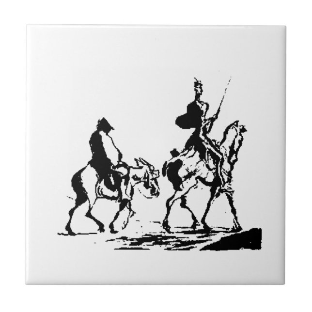Azulejo De Cerâmica Arte de Don Quixote e de Sancho Panza (Frente)