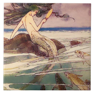 Azulejo De Cerâmica Arte de fada “Sereia” por Alice B Woodward