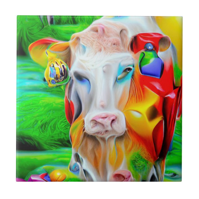 Azulejo De Cerâmica Arte de Fazenda Surreal (Frente)