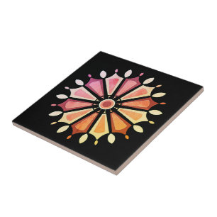 AZULEJO DE CERÂMICA ARTE DE FLOR COLORIDA PRESENTE FILHA MÃE CHEFE 202