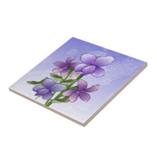 Azulejo De Cerâmica Arte de flores violetas