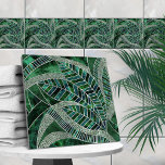 Azulejo De Cerâmica Arte de Folha de Mão de Esmeraldas e Pérolas<br><div class="desc">Arte de Folha de Mão de Esmeraldas e Pérolas</div>