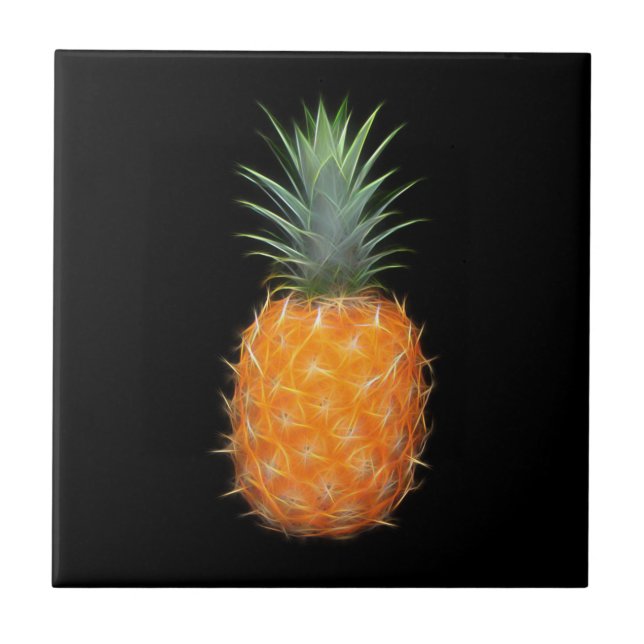 Azulejo De Cerâmica Arte de Fruta Abacaxi Neon Brilhante (Frente)