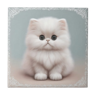 Azulejo De Cerâmica Arte de Gato de Enfermeiro Persa Fluffy
