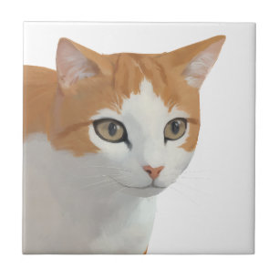 Azulejo De Cerâmica Arte de Gato Ginger Adorável