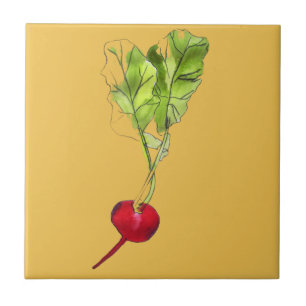 Azulejo De Cerâmica Arte de ilustração com aquarela vegetal de rabanet