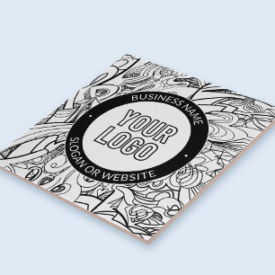 Azulejo De Cerâmica Arte de Linha Moderna & Seu Logotipo com Texto Edi