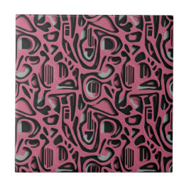 Azulejo De Cerâmica Arte de Luxo Preto Prata Rosa com Corte de Papel 3