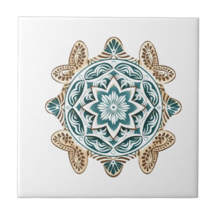 Azulejo De Cerâmica Arte de Mandala de Tartaruga Marinha