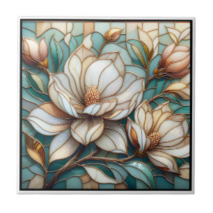 Azulejo De Cerâmica Arte de mosaico floral de vidro colorido Magnólia