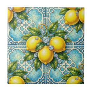 Azulejo De Cerâmica Arte de Padrão Contínuo Art Nouveau Limões e Diama