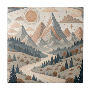 Azulejo De Cerâmica Arte de Padrão de Paisagem Abstrata do Rio da Mont