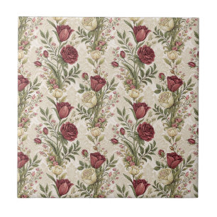 Azulejo De Cerâmica Arte de Padrão Floral de Jardim de Rosas Damasco V