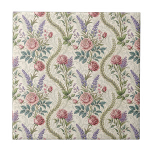 Azulejo De Cerâmica Arte de padrão floral de Rosa Francesa Clássica e