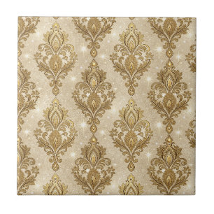 Azulejo De Cerâmica Arte de Palácio Real Dourado Brilhante com Padrão 
