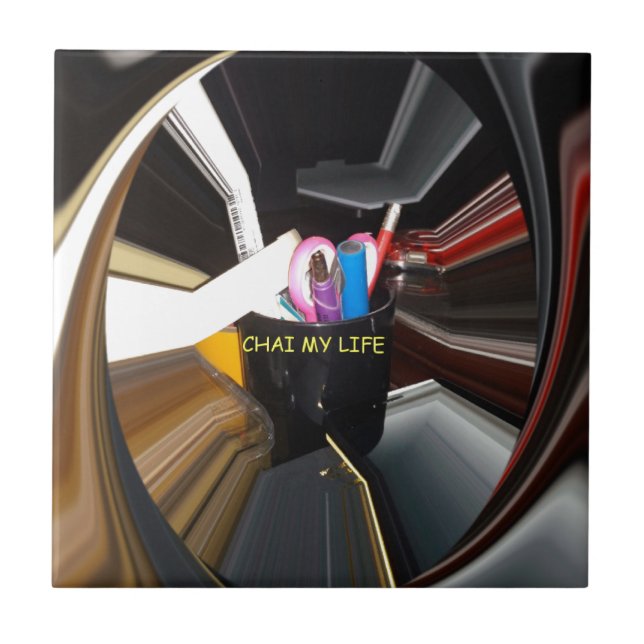 Azulejo De Cerâmica Arte de Papel de carta do Tea Mug Life abstrato (Frente)