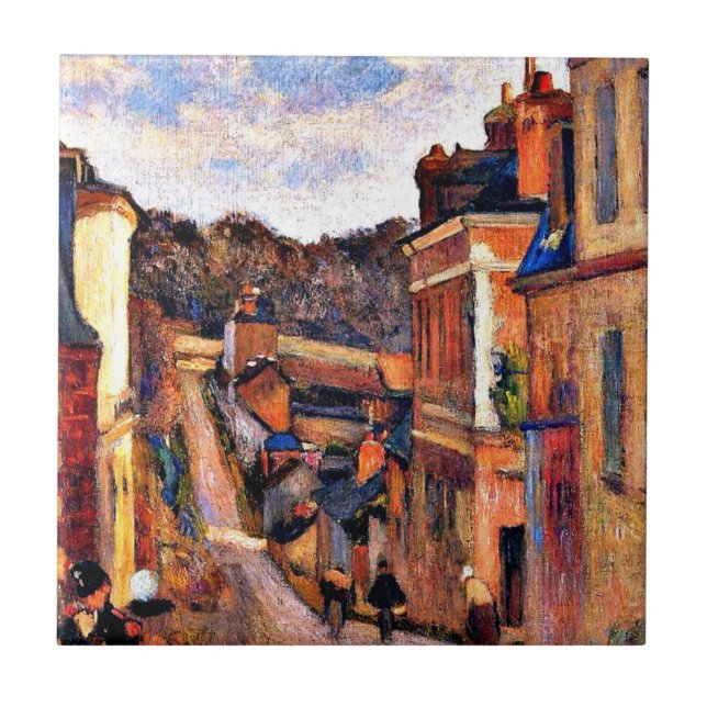 Azulejo De Cerâmica Arte de Paul Gauguin: Rue Jouvenet, Rouen (Frente)
