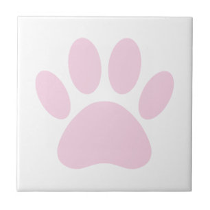 Azulejo De Cerâmica Arte de Pegada de Pata de Cachorro Rosa Claro e Br