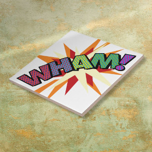 Azulejo De Cerâmica Arte de Pop de Livro de Comic Retro WHAM Fun