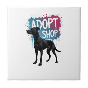 Azulejo De Cerâmica Arte de Resgate de Cães Grafite Adote Não Compre V