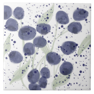 Azulejo De Cerâmica Arte de respingo roxo mirtilo aquarela