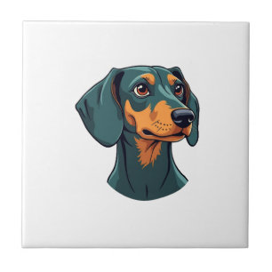 Azulejo De Cerâmica Arte de retrato de Dachshund vintage Ilustração de