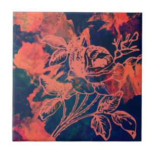 Azulejo De Cerâmica Arte de Rosa Vermelha Abstrata