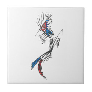 Azulejo De Cerâmica Arte de Tatuagem Tribal Abstrato Colorido de Viaja