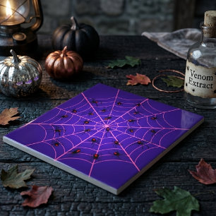 Azulejo De Cerâmica Arte de Teia de Aranha Viúva Negra Rosa Padrão de 