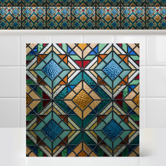 Azulejo De Cerâmica Arte de Vidro Colorido Abstrato Matriz Diamante