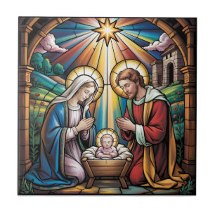 Azulejo De Cerâmica Arte de Vitral da Natividade – Natal da Sagrada Fa