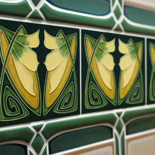 Azulejo De Cerâmica Arte Deco Amarelo Lírio Decoração de Parede Floral