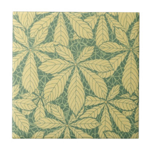 Azulejo De Cerâmica arte deco natureza deixa a arte do padrão foliar