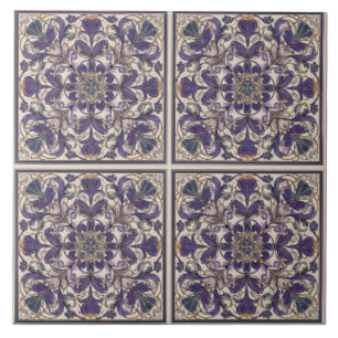 Azulejo De Cerâmica Arte Deco Radial Roxo