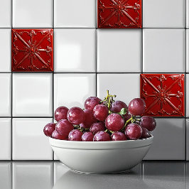 Azulejo De Cerâmica Arte Deco Vermelho