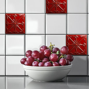 Azulejo De Cerâmica Arte Deco Vermelho