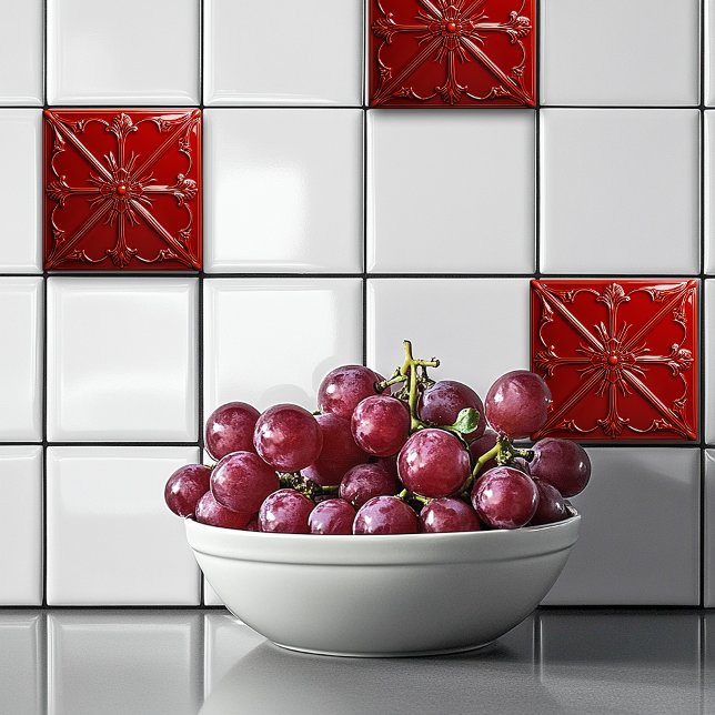 Azulejo De Cerâmica Arte Deco Vermelho (Criador carregado)