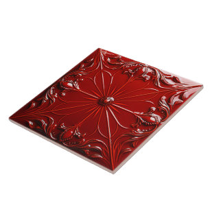 Azulejo De Cerâmica Arte Deco Vermelho