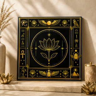 Azulejo De Cerâmica Arte Decorativa Espiritual Lótus Sagrado Ouro Pret