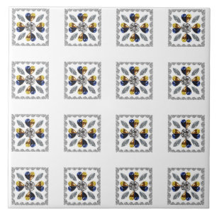 Azulejo De Cerâmica Arte Diamante Única, Azul Amarelo no Coração