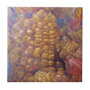 Azulejo De Cerâmica Arte digital abstrata montanha dourada favo de mel
