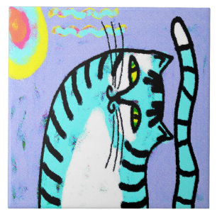 Azulejo De Cerâmica Arte Digital Abstrato de Cat e Sol