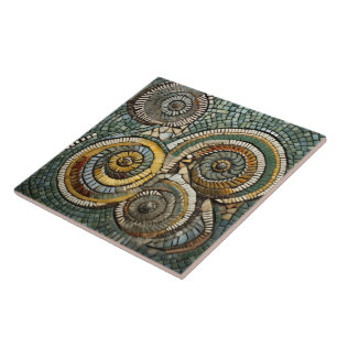 Azulejo De Cerâmica Arte do caracol abstrato azul